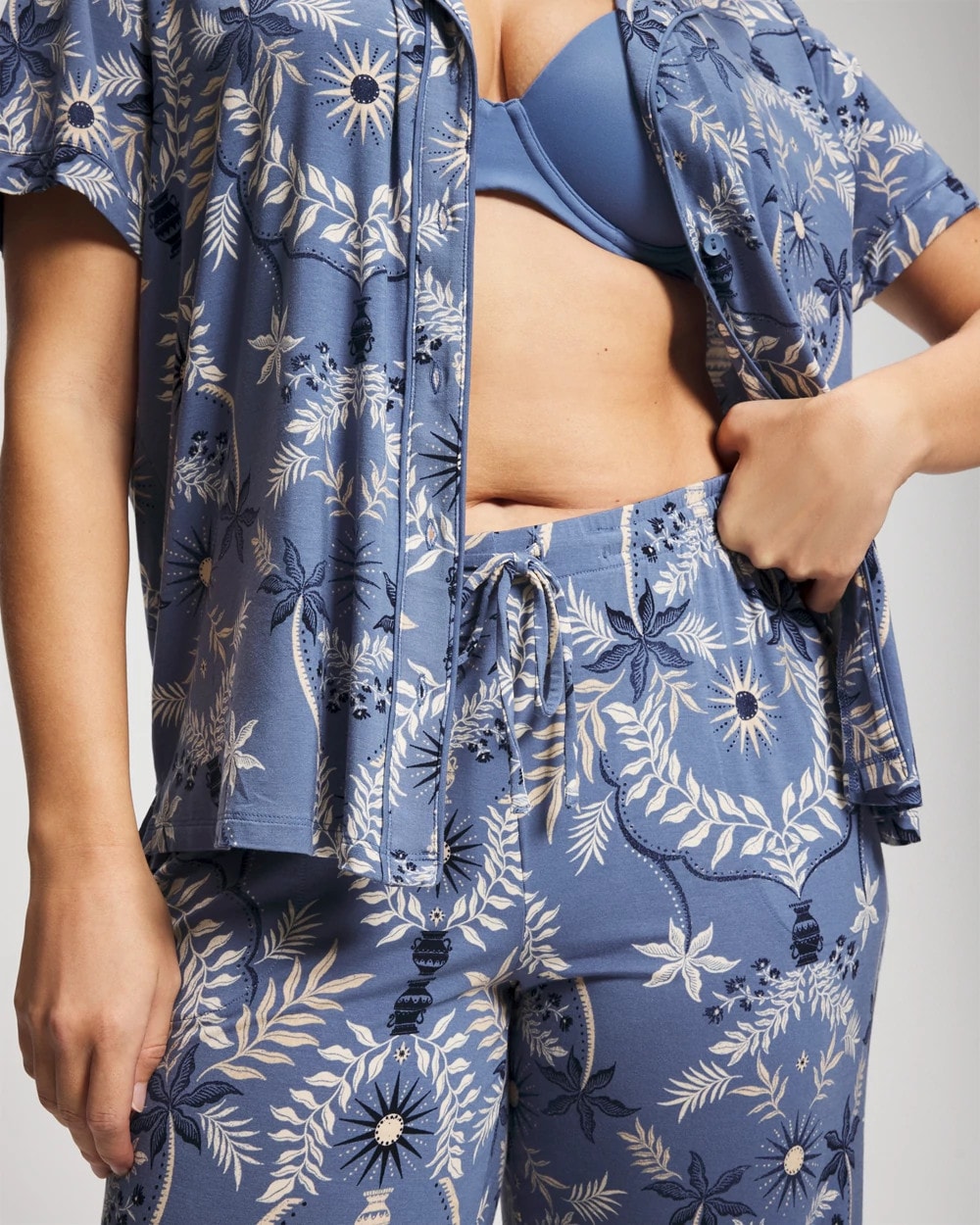 Soma / Piped Crop Pajama Pants BOTANICAL TILE SUNDOWN