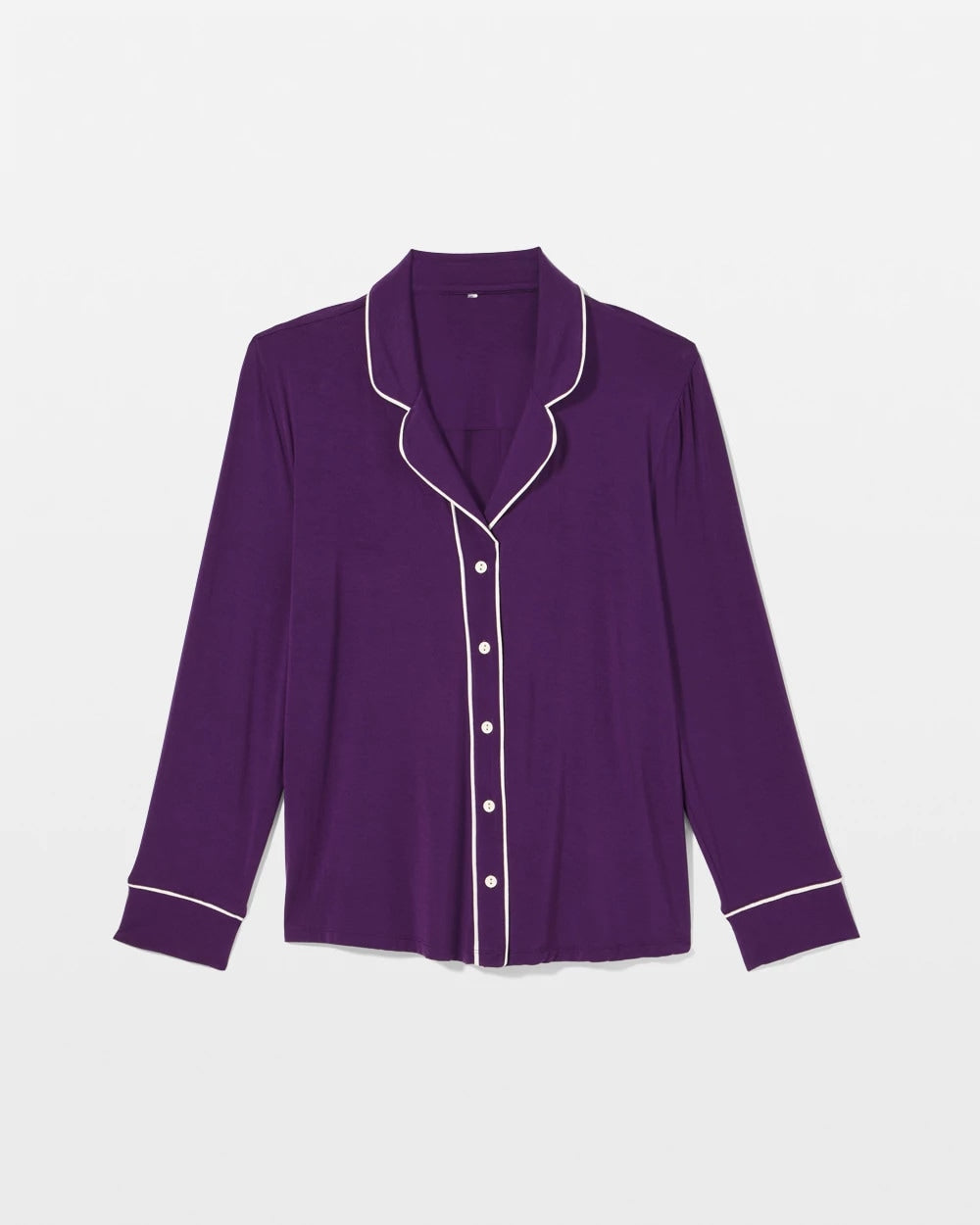 Soma / Long Sleeve Notch Collar w/ Piped Placket Pajama Top BLACKBERRY