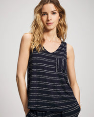 Soma / V-Neck Pajama Tank BOHO STRIPE NAVY