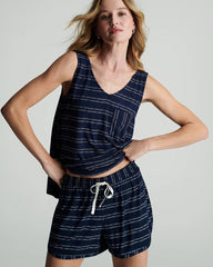Soma / Curved Hem Pajama Shorts BOHO STRIPE NAVY