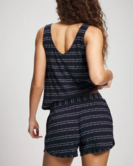Soma / Curved Hem Pajama Shorts BOHO STRIPE NAVY