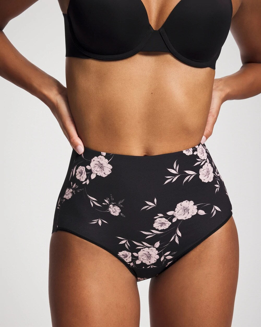 Soma / High-Waist Brief Panty NOSTALGIA FLORA M BLACK