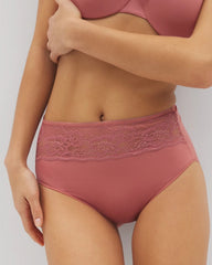 Soma / Vanishing Edge Microfiber Modern Brief Panty with Lace CLAY ROSE