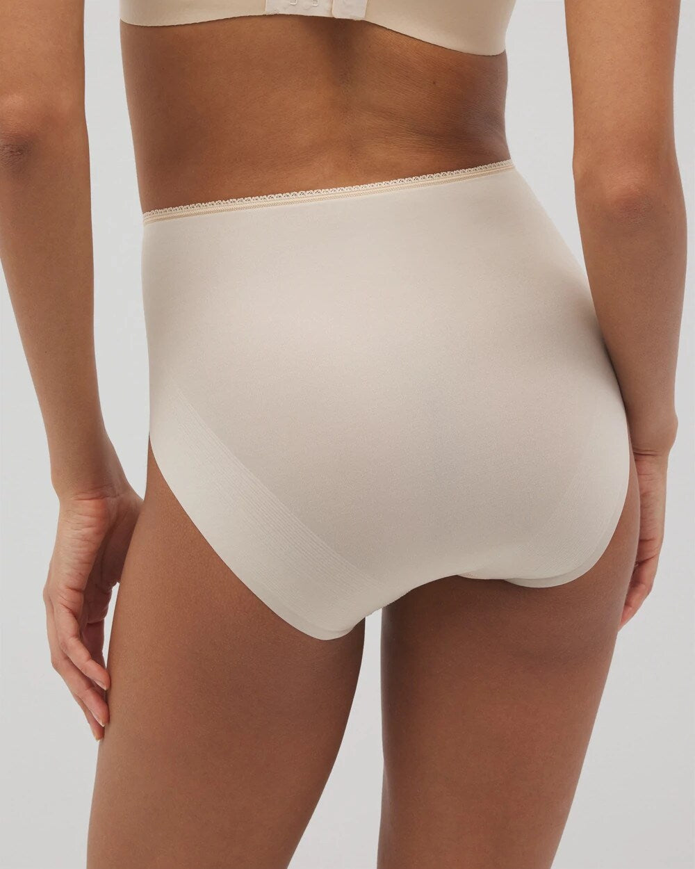 Soma / Vanishing Edge Microfiber Modern Brief Panty with Lace PALE SAND