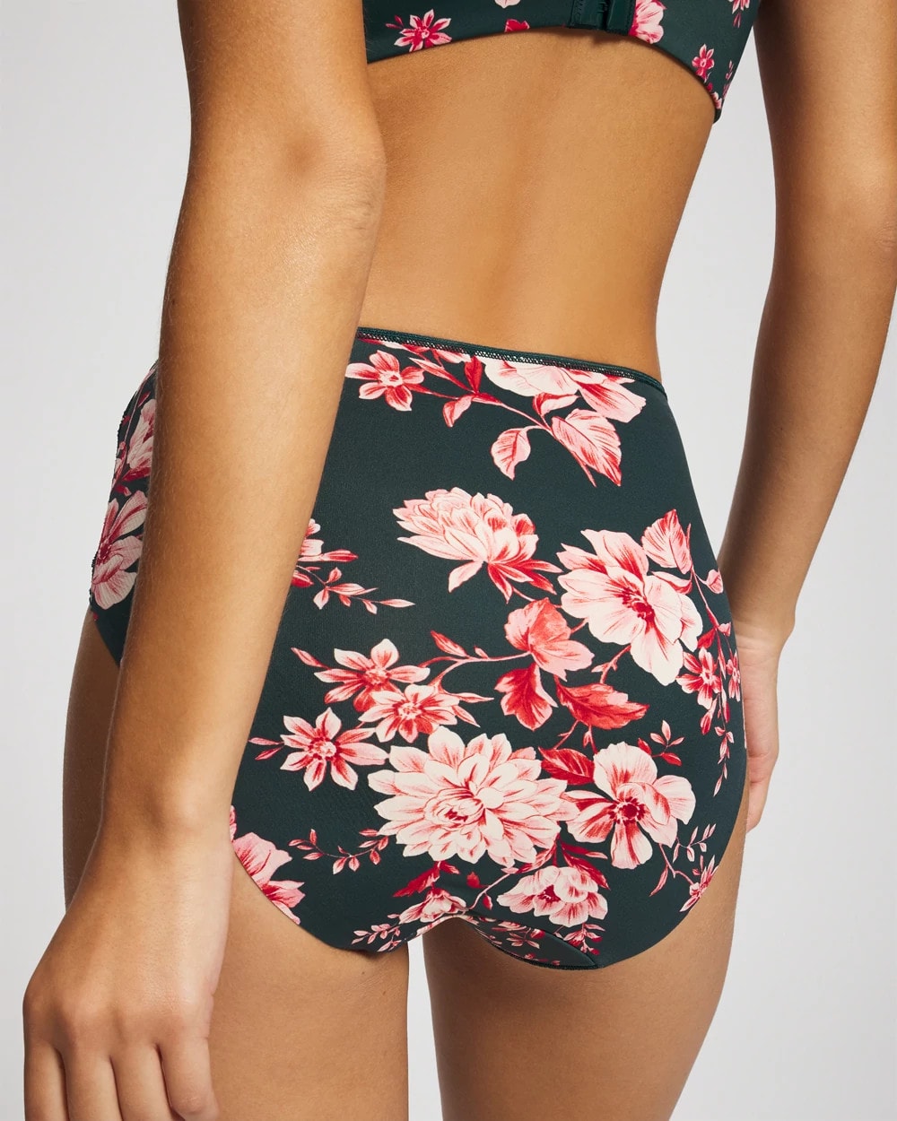 Soma / Tummy Modern Brief Panty with Lace COTTAGE FLORAL MINI GREEN