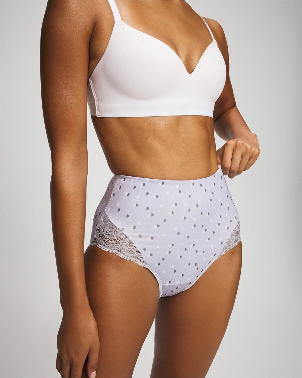 Soma / Tummy High-Waist Brief Panty with Lace HALF MOON BLUE OPAL