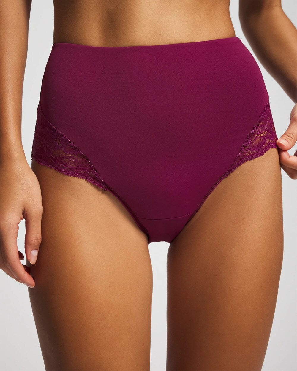 Soma / Tummy High-Waist Brief Panty with Lace POMEGRANATE WINE