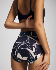 Soma / Tummy High-Waist Brief Panty with Lace NOUVEAU FLORA MINI NAVY