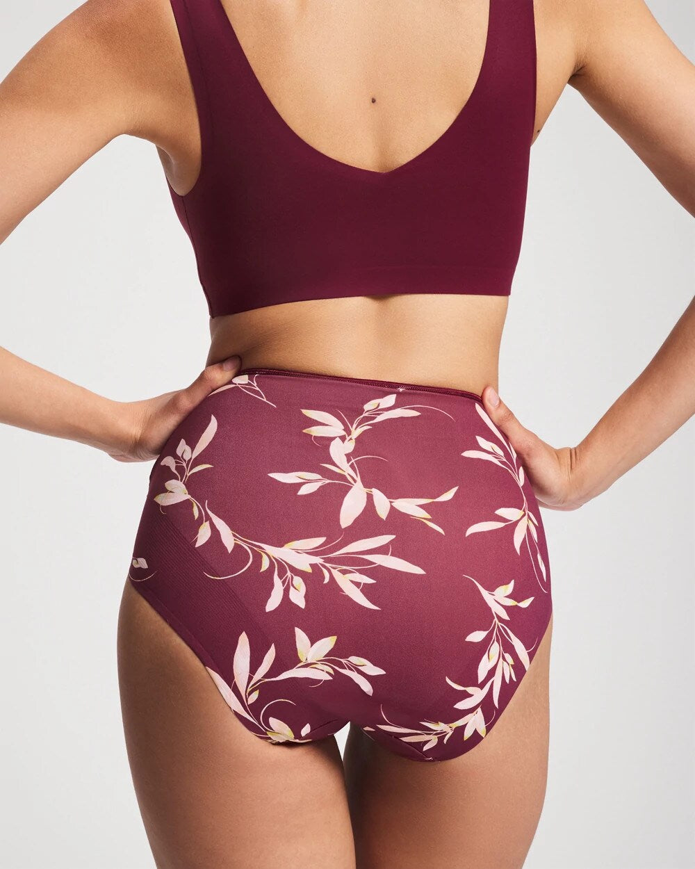 Soma / Tummy High-Waist Brief Panty with Lace LUXURIOUS LEAVES M PLUM