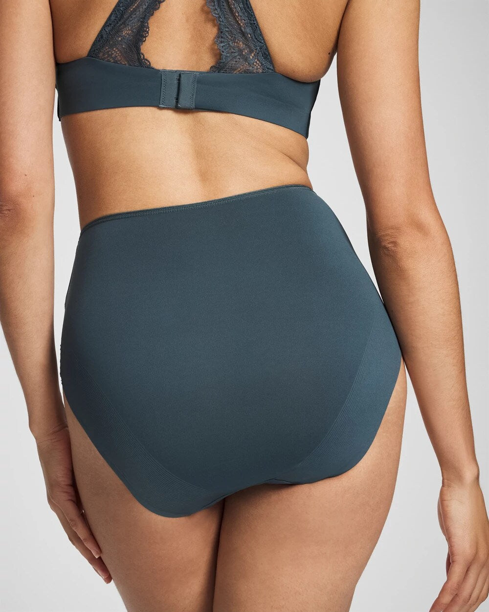 Soma / Tummy High-Waist Brief Panty with Lace PETROL