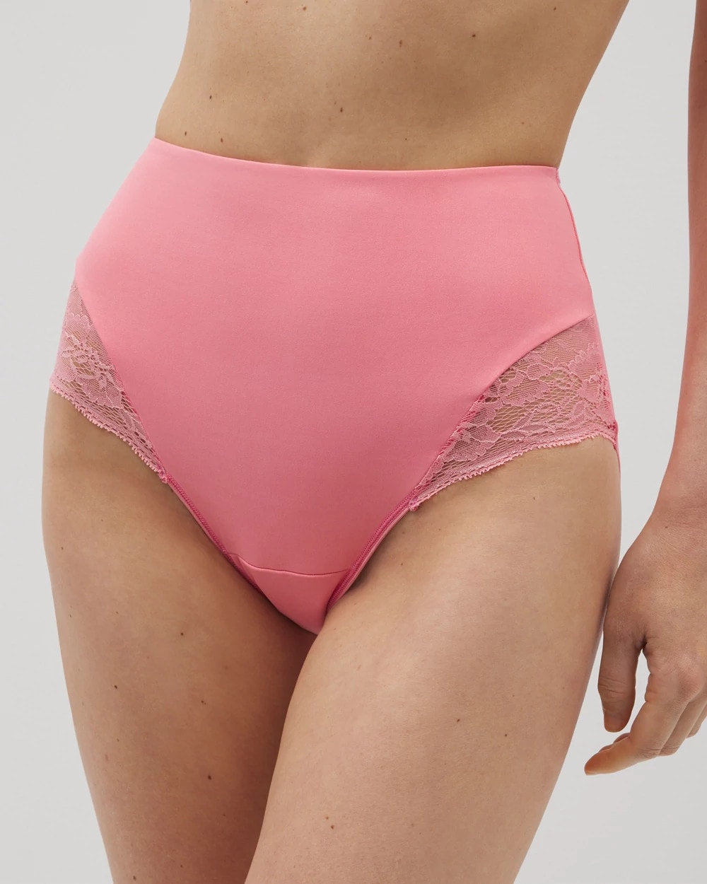 Soma / Tummy High-Waist Brief Panty with Lace PINK GUAVA