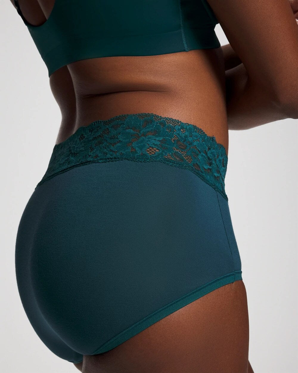 Soma / Brief Panty with Super Soft Signature Lace DEEP TEAL W/ DTM FOIL