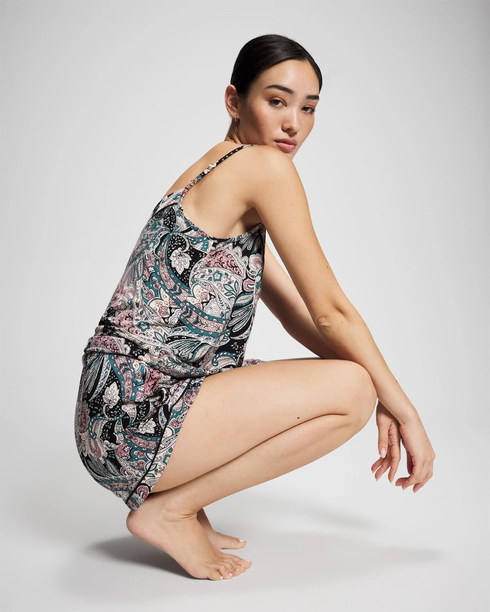 Soma / Relaxed Piped Pajama Short REGAL PAISLEY BLACK