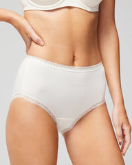 Soma / Cotton Brief Panty with Lace Trim IVORY