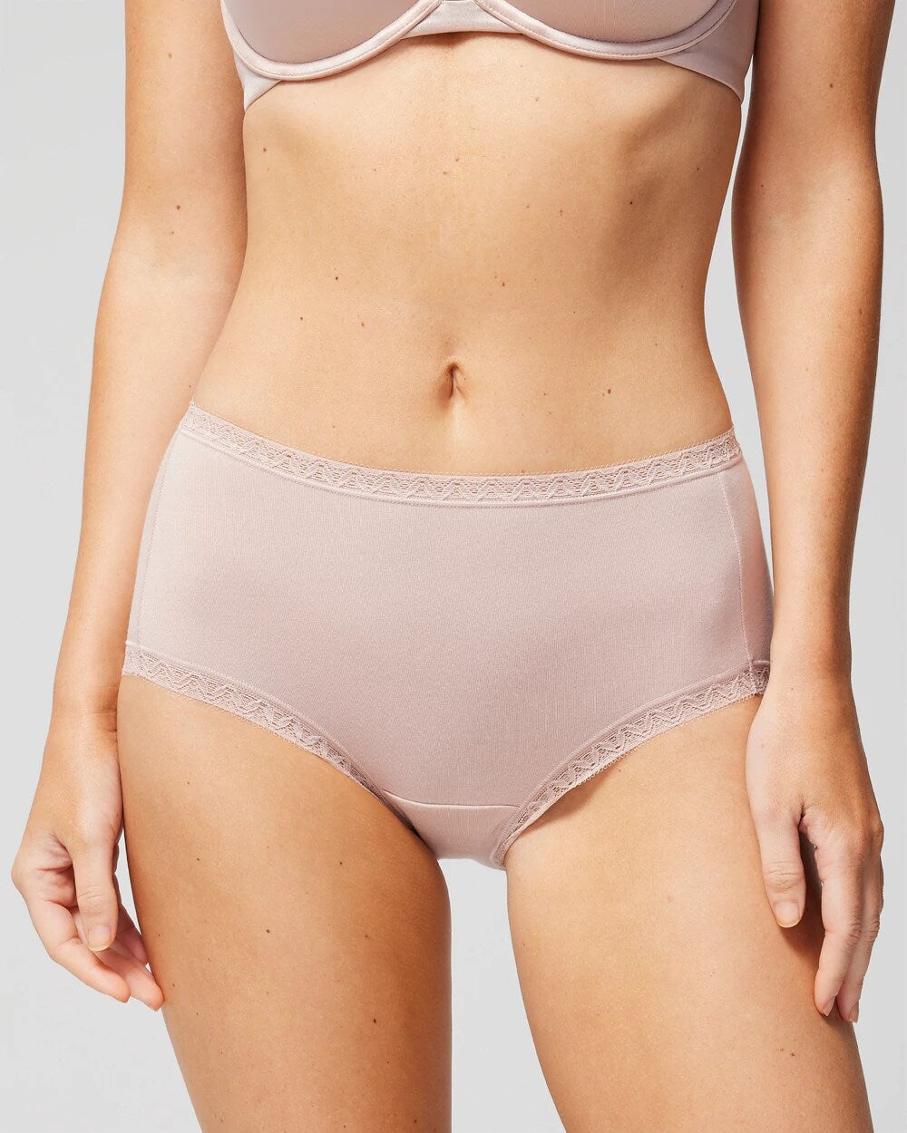 Soma / Cotton Brief Panty with Lace Trim ADOBE ROSE