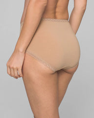Soma / Cotton Brief Panty with Lace Trim WARM AMBER