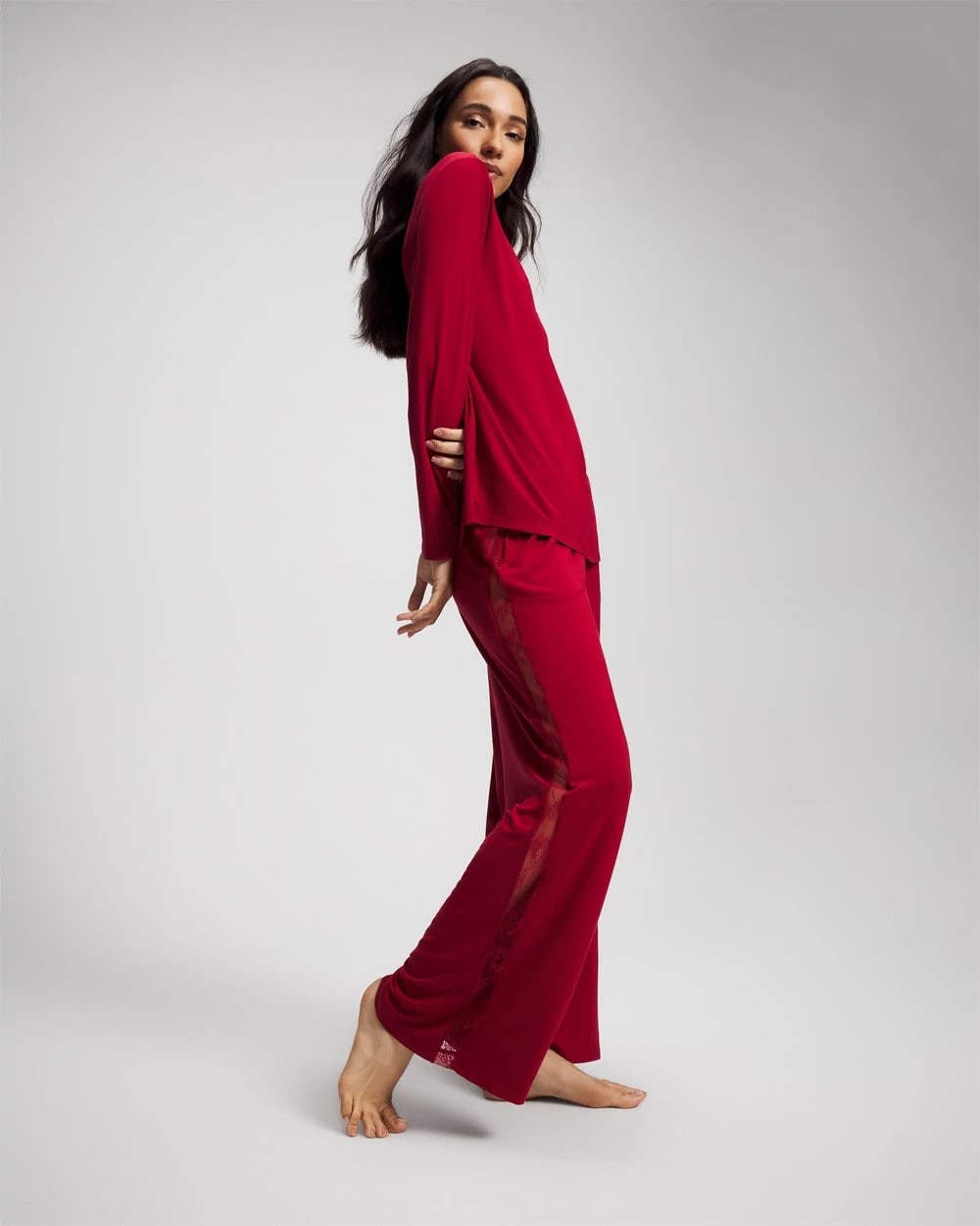 Soma / Lace Long Sleeve Pajama Top PAINT THE TOWN RED