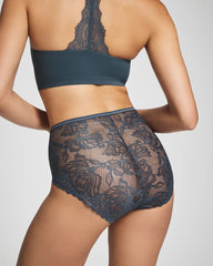 Soma / Lace Back Modern Brief Panty PETROL