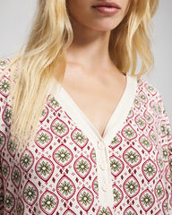 Soma / Long Sleeve Henley PATTERNED PIECES CHAMP