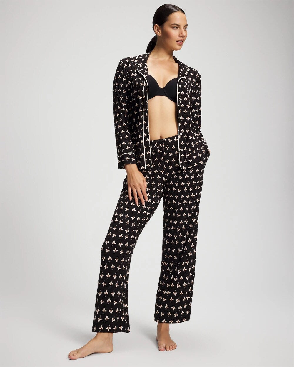 Soma / Ankle Pajama Pant PEACEFUL PETALS BLACK