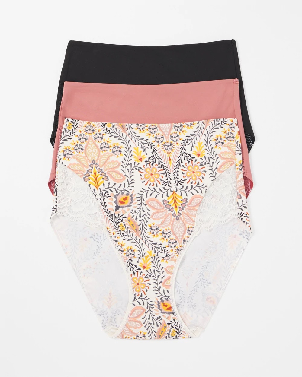 Soma / Tummy High-Waist Brief Panty with Lace 3 Pack VINE PAISLEY MULTIPACK
