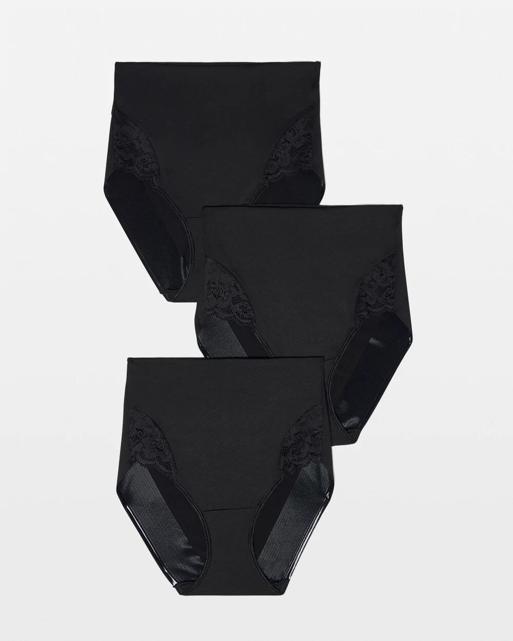 Soma / Tummy High-Waist Brief Panty with Lace 3 Pack BLACK MULTI PACK