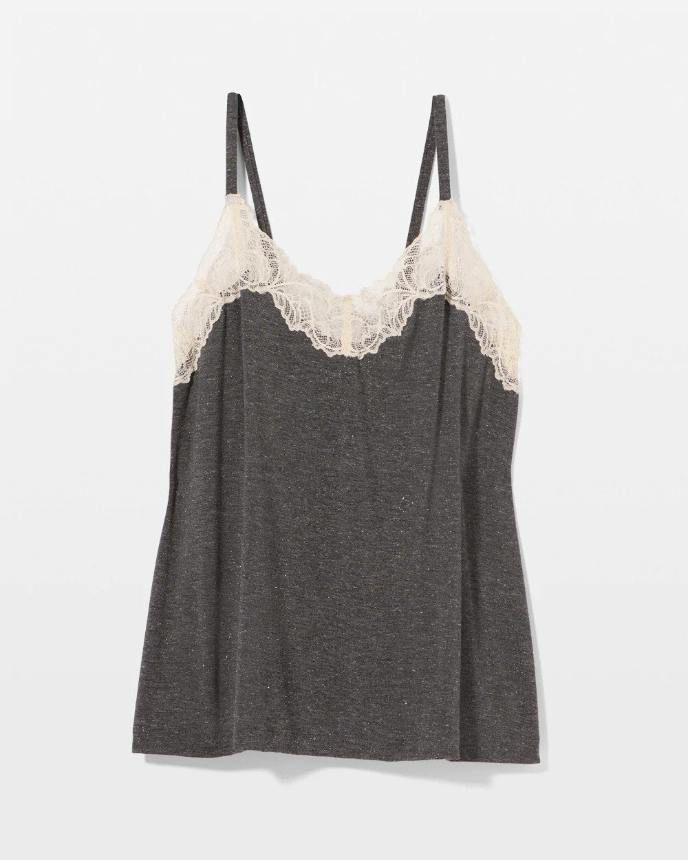 Soma / Lace Trim Camisole CHARCOAL HEATHER W/ SHINE