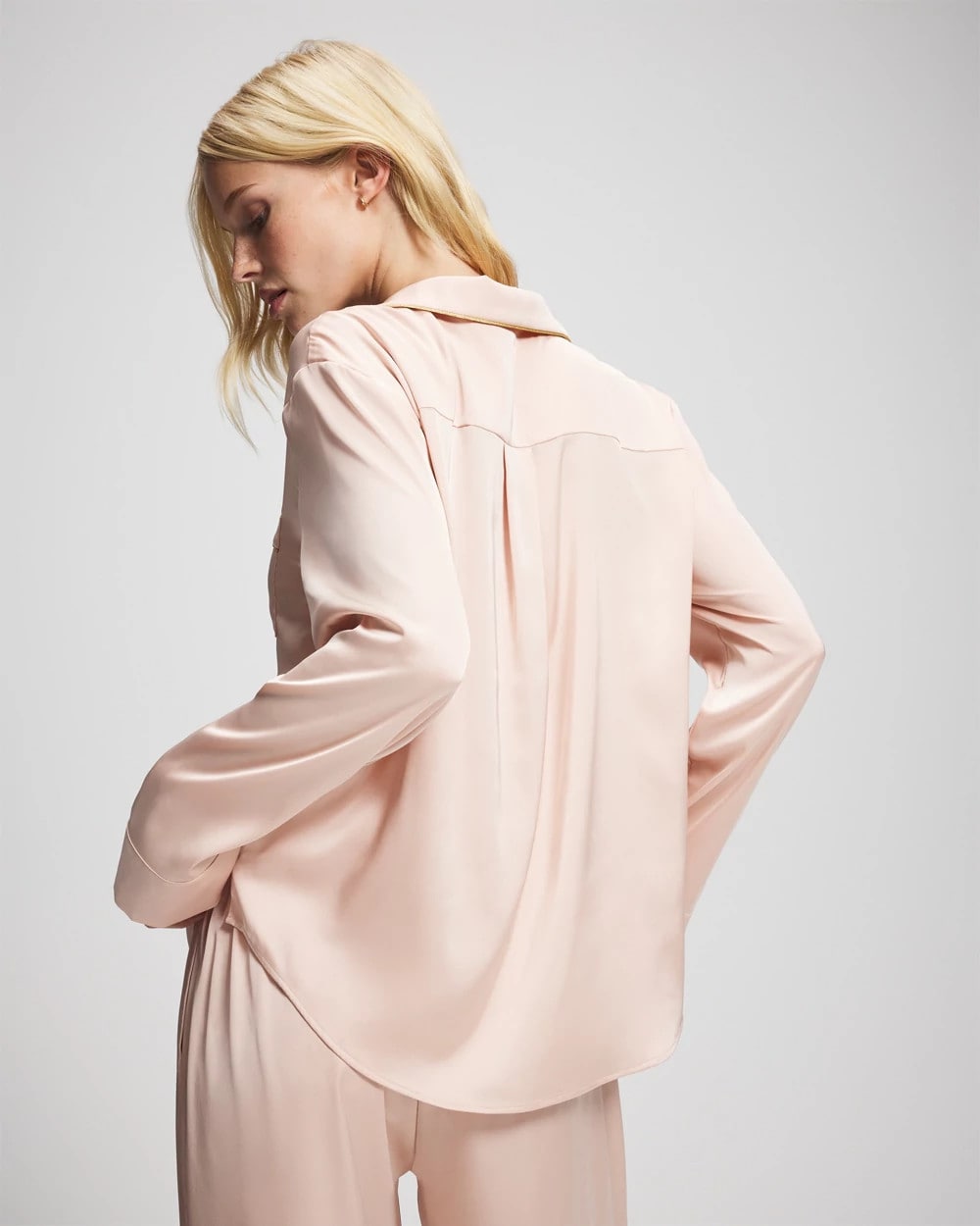 Soma / Long Sleeve Notch Collar Pajama Top CAMEO ROSE