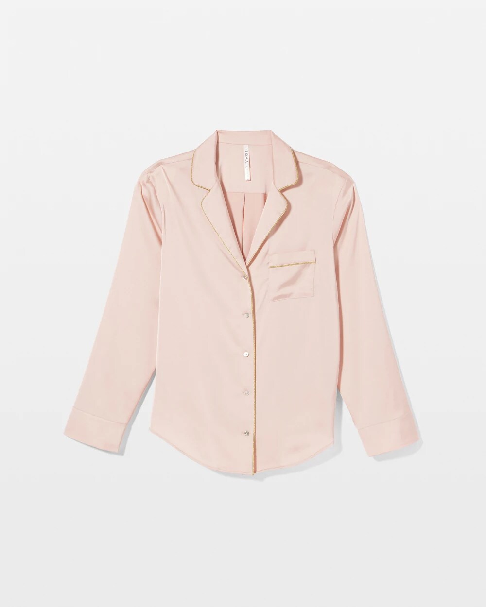Soma / Long Sleeve Notch Collar Pajama Top CAMEO ROSE