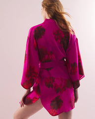 Soma / Silk Chiffon Short Robe VA VA BLOOMS PINK