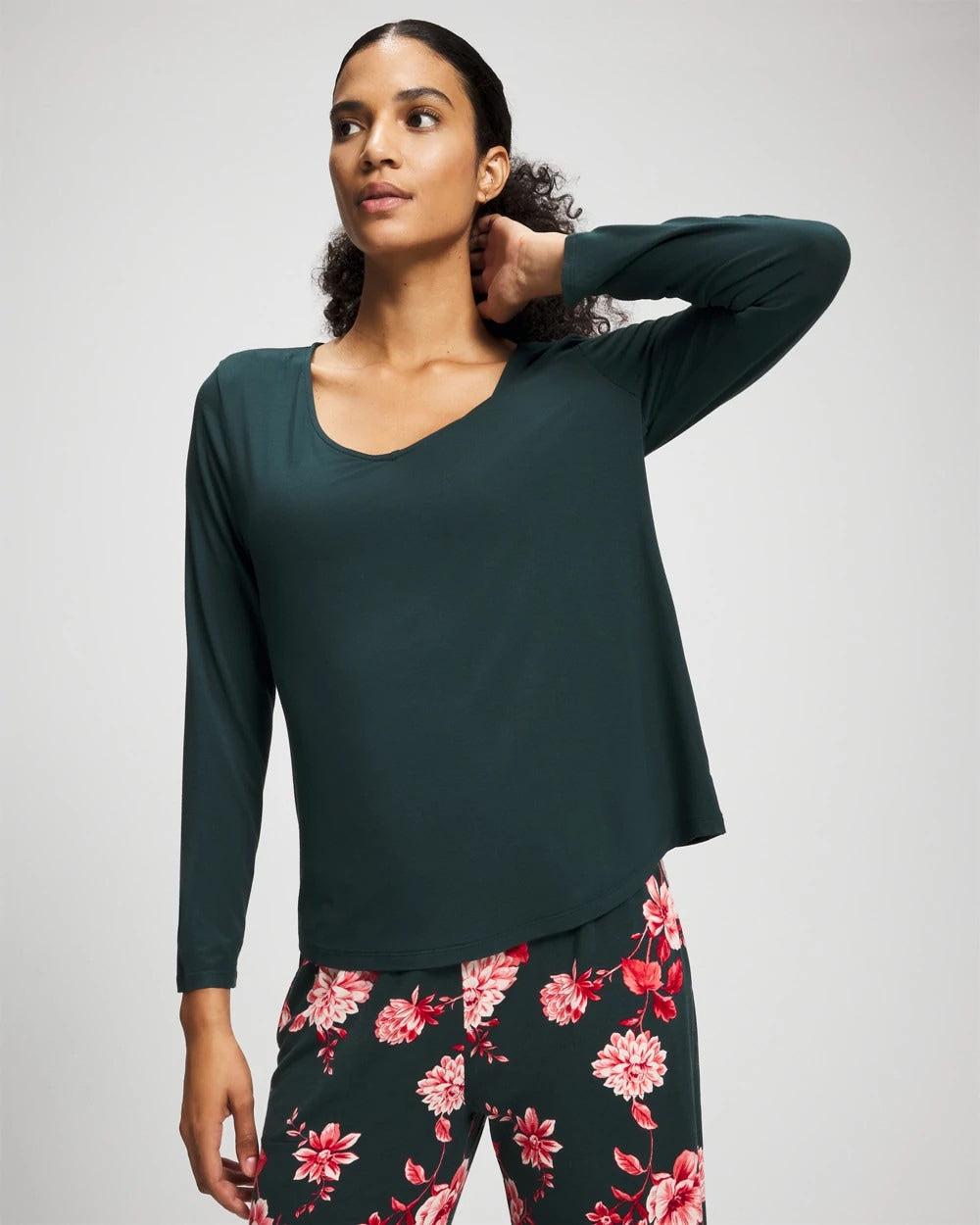 Soma / Classic Long Sleeve Pajama Top GREEN JOLIE