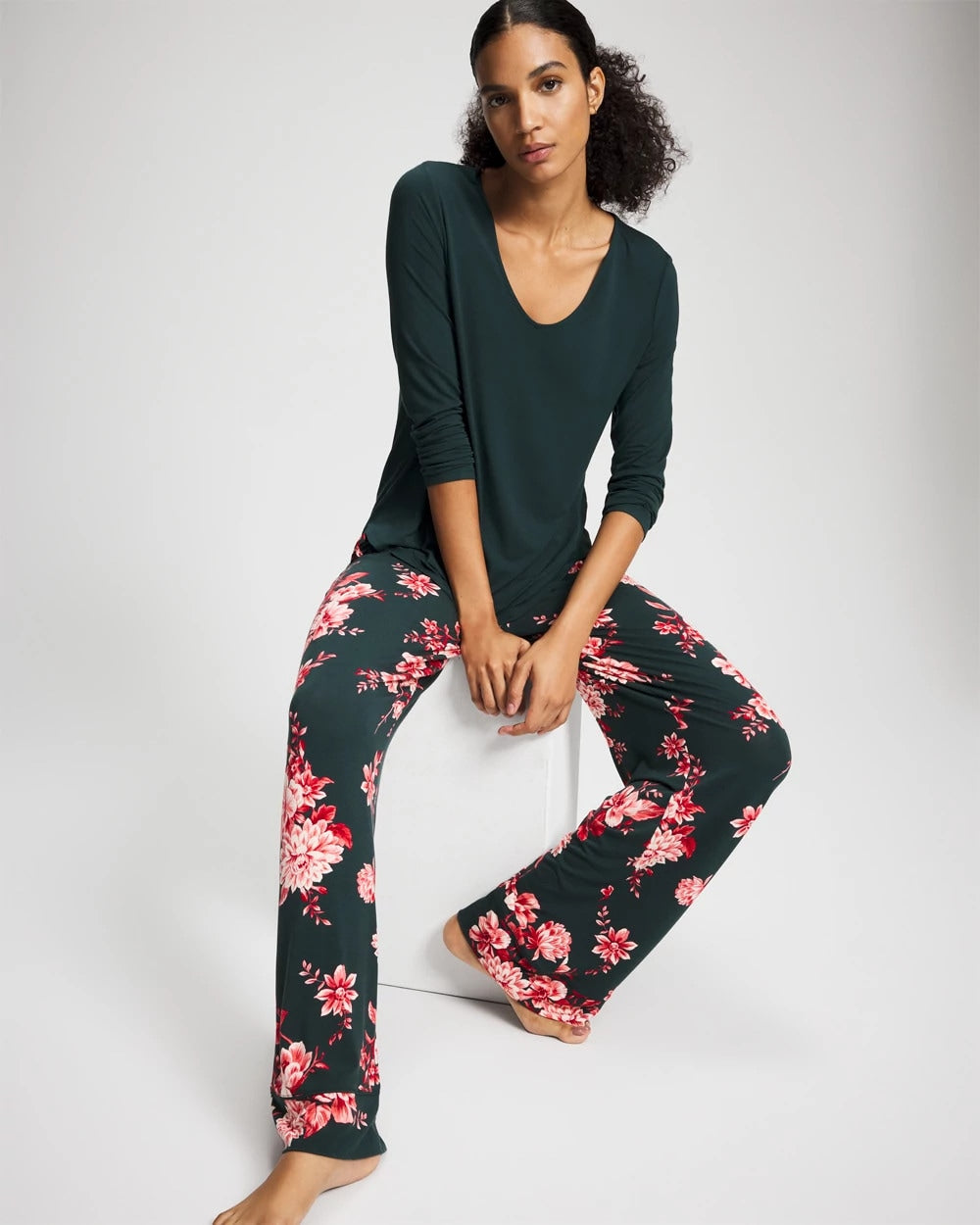 Soma / Classic Long Sleeve Pajama Top GREEN JOLIE