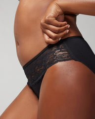 Soma / Cotton Blend Hipster Panty with Lace BLACK
