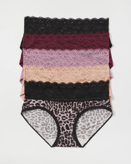 Soma / Hipster Panty with Super Soft Enchanting Lace 5 pack DIVINE LEOPARD MULTI PACK