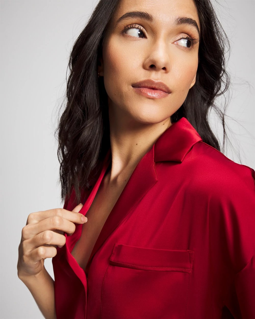 Soma / Short Sleeve Notch Collar Pajama Top PAINT THE TOWN RED