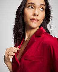 Soma / Short Sleeve Notch Collar Pajama Top PAINT THE TOWN RED