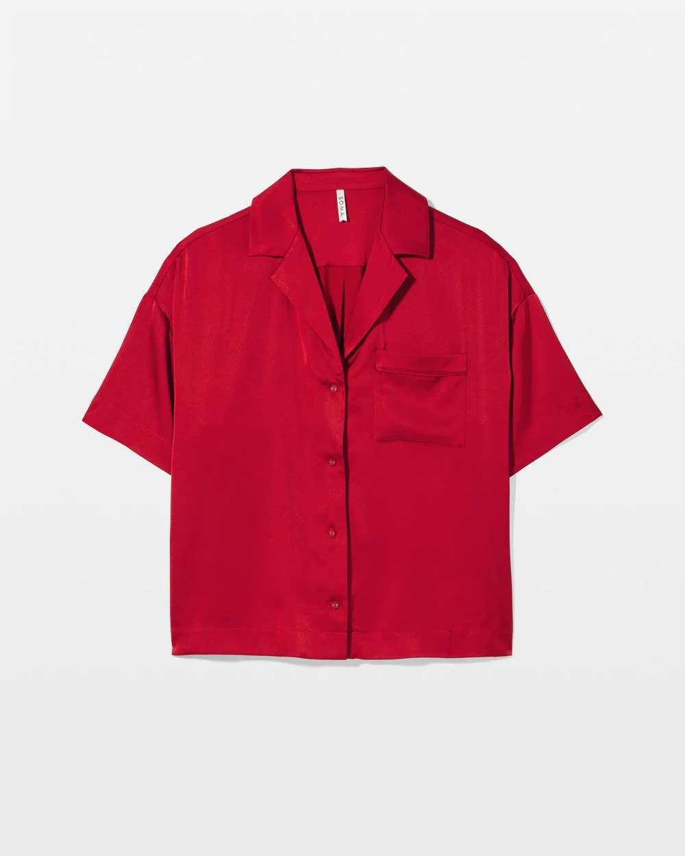 Soma / Short Sleeve Notch Collar Pajama Top PAINT THE TOWN RED