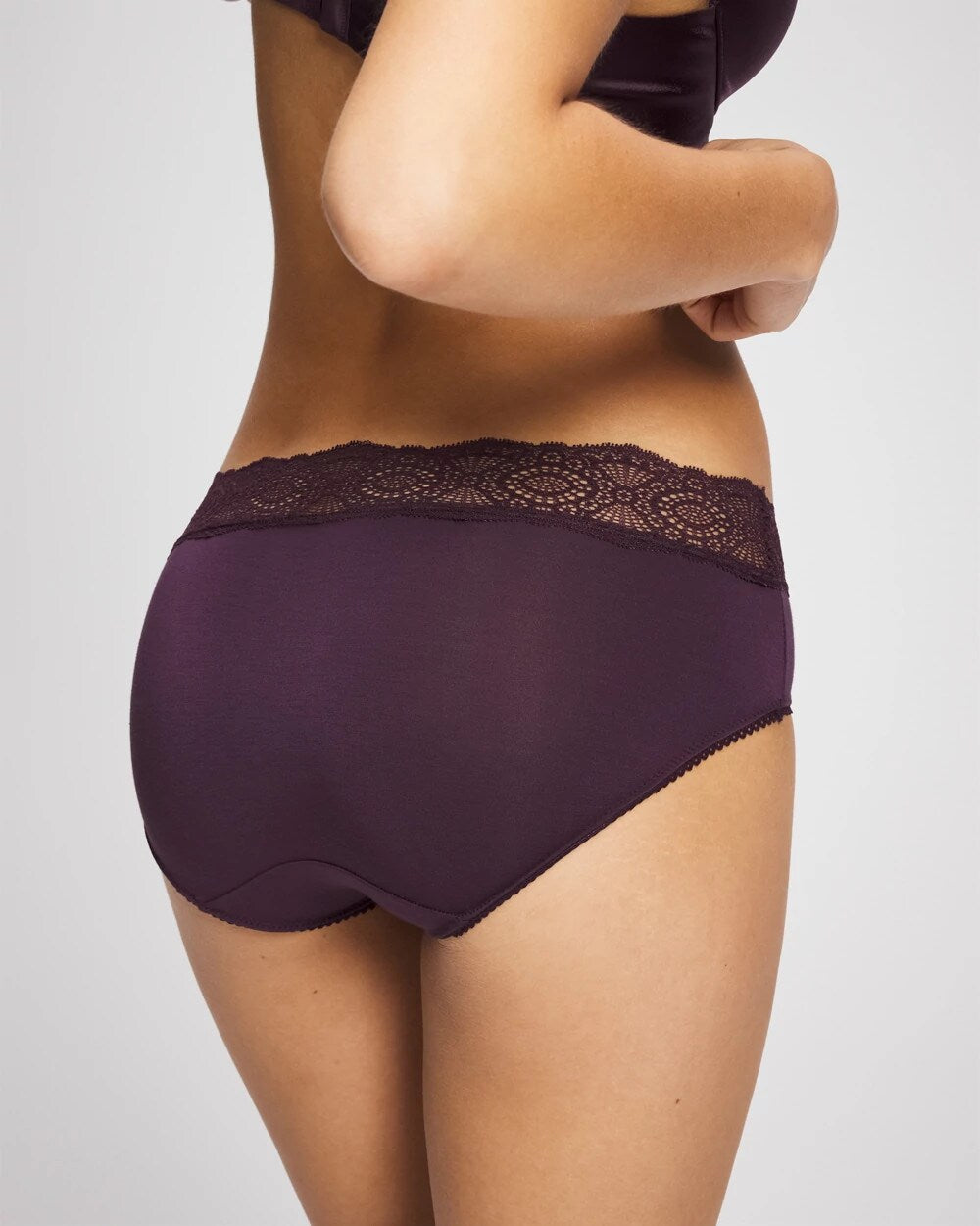 Soma / Embraceable Hipster Panty with Crochet Lace Waist PLUM PERFECT
