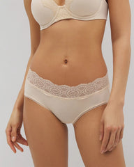 Soma / Embraceable Hipster Panty with Crochet Lace Waist PALE SAND