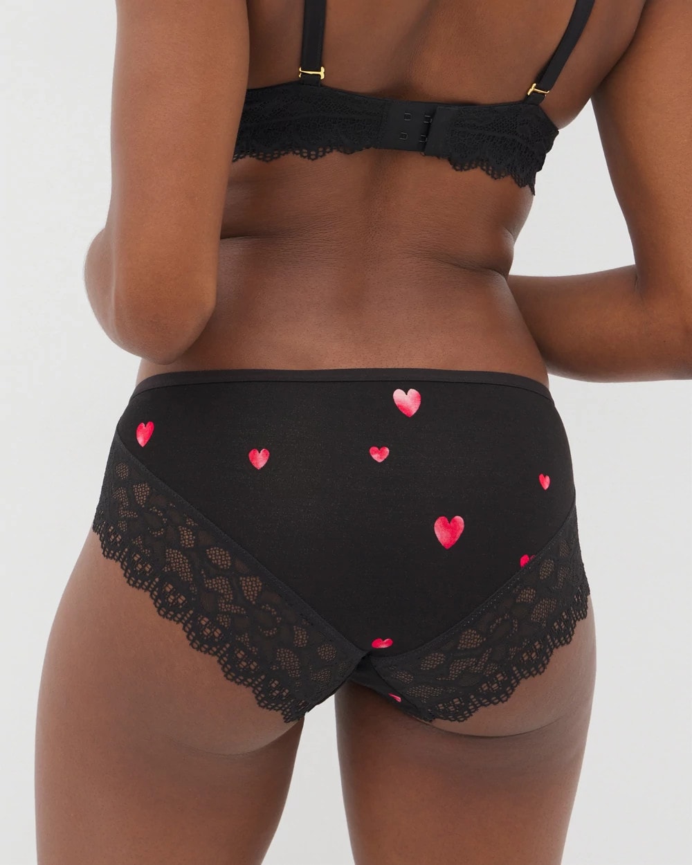 Soma / Hipster Panty with Enchanting Lace FLOATING HEARTS BLACK RED