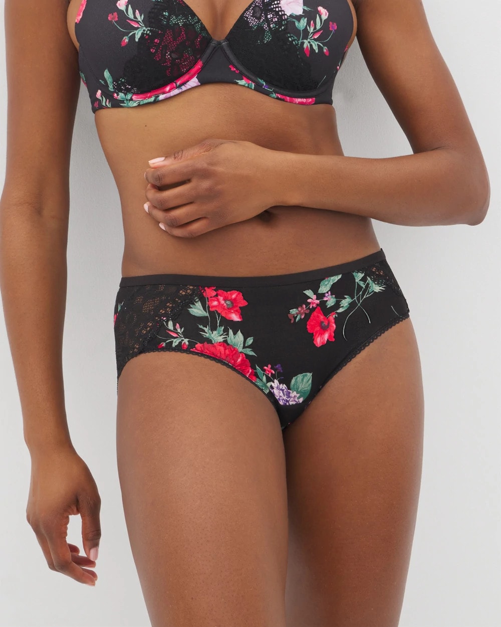 Soma / Hipster Panty with Enchanting Lace RHAPSODY FLORA MINI BLACK