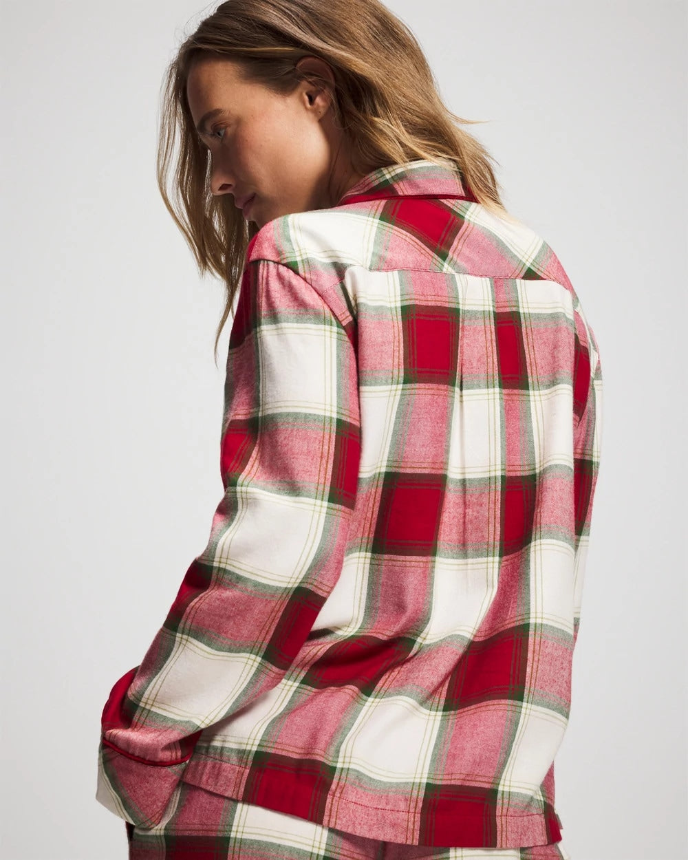 Soma / Long-Sleeve Notch Collar Pajama Top WINTER PLAID RED