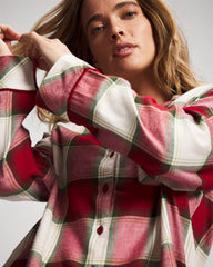 Soma / Long-Sleeve Notch Collar Pajama Top WINTER PLAID RED
