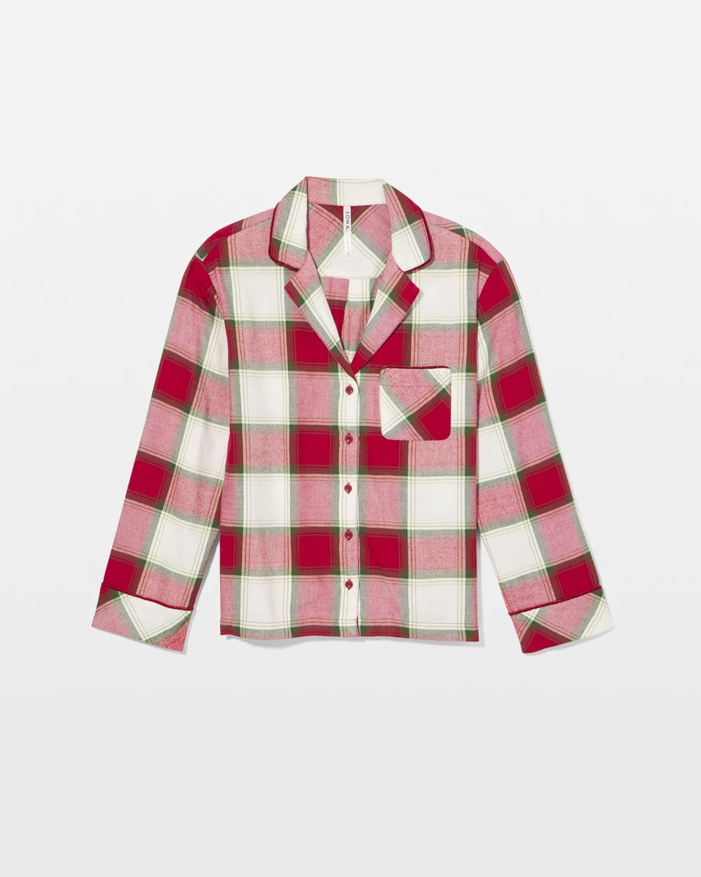 Soma / Long-Sleeve Notch Collar Pajama Top WINTER PLAID RED
