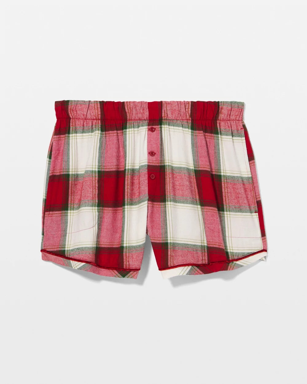 Soma / Velvet Piped Boxer Pajama Short WINTER PLAID RED