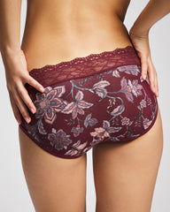 Soma / Hipster Panty with Enchanting Lace PAISLEY SPLENDOR M PLUM