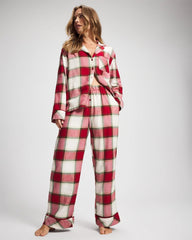 Soma / Velvet Piped Relaxed Pajama Pant WINTER PLAID RED