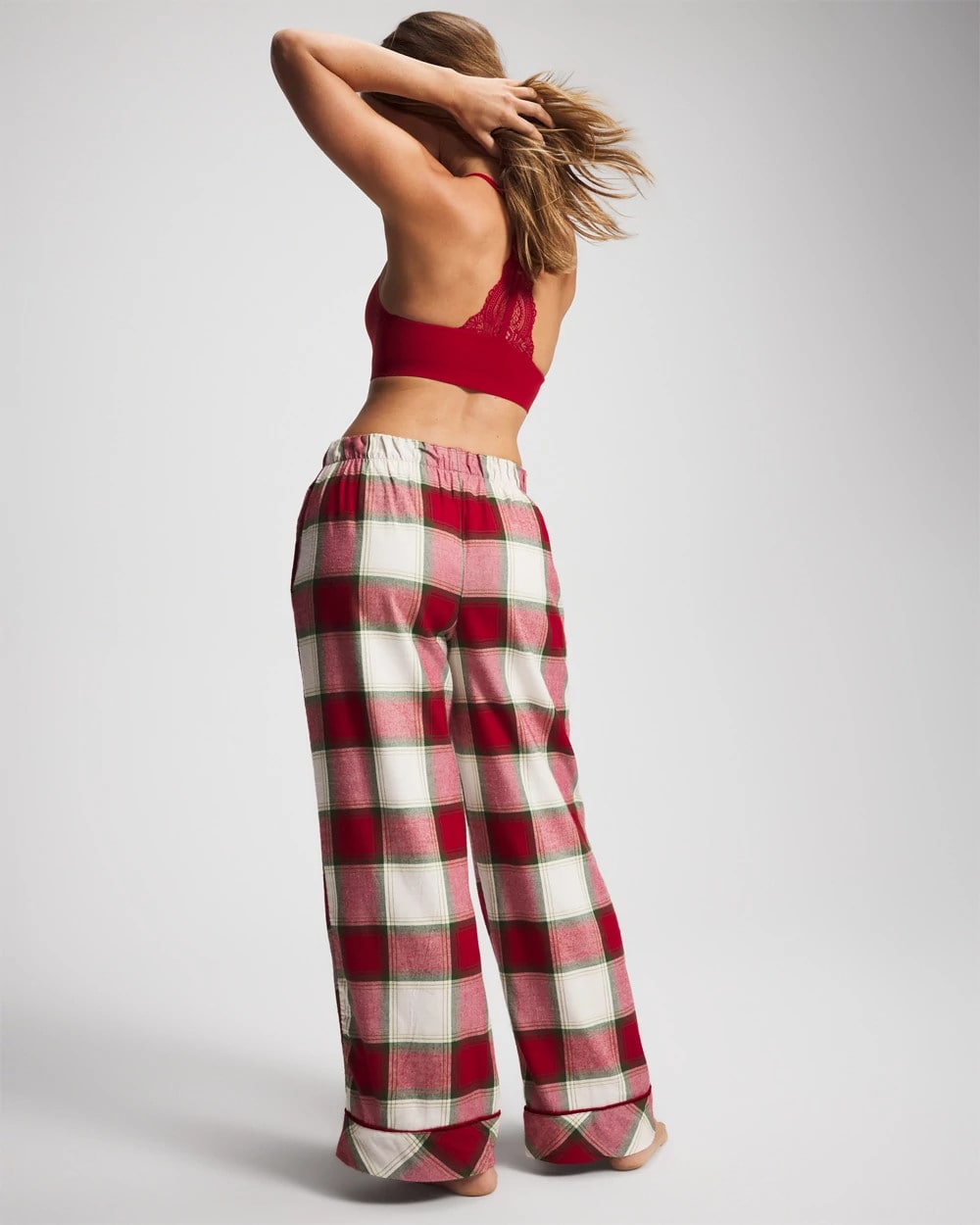 Soma / Velvet Piped Relaxed Pajama Pant WINTER PLAID RED