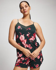 Soma / Mesh Trim Pajama Cami COTTAGE FLORAL GREEN