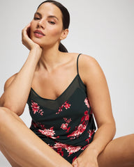Soma / Mesh Trim Pajama Cami COTTAGE FLORAL GREEN